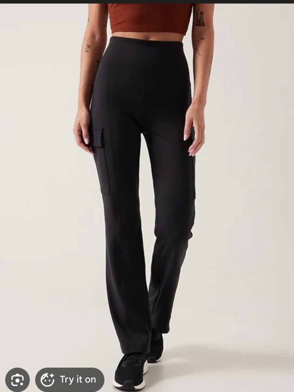 Athleta Black Delancey Straight Cargo Pants sz M #W3